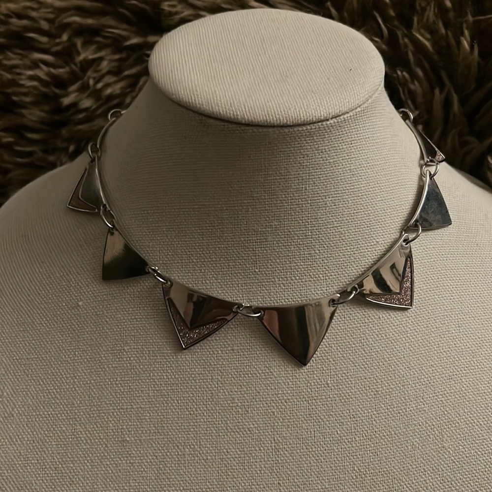 Silvertone & Rosetone Glittered Necklace from Express